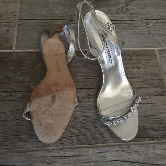 Manolo Blahnik crystal embellished silver evening shoes. - Picture 5 of 12